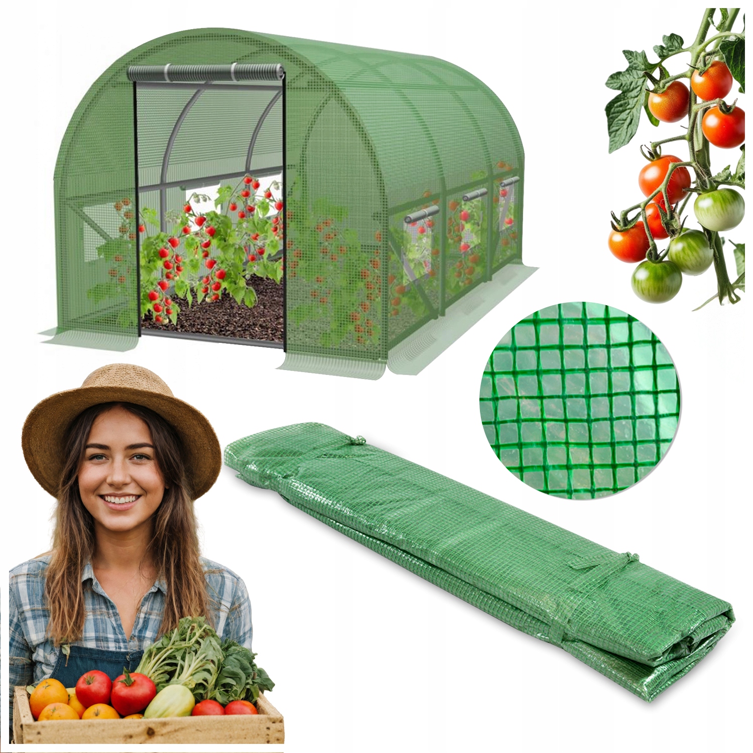 Fólie Na Tunelový Tunel 2x3 M Náhradní Zahradní Fólie 6 Oken Silná UV-4