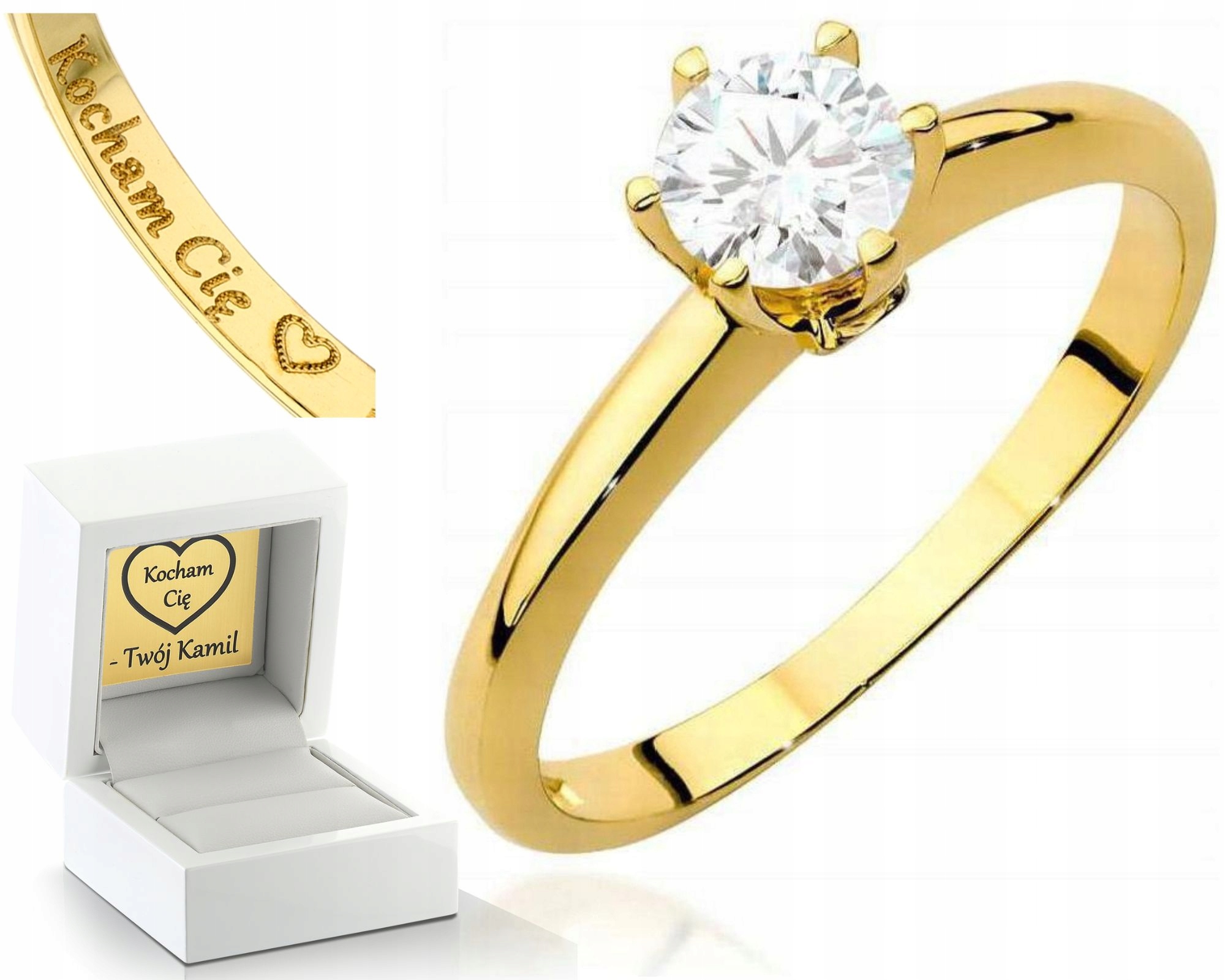 Zlatý Prstýnek S Bílým Safírem A Brilianty