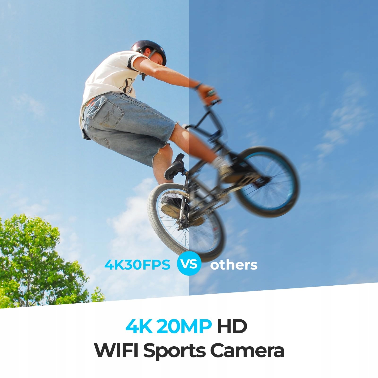 APARAT 4K Kamera Sportowa 64G Karta SD 40M Podwodna WiFi 170° Kąt 20MP — miniatura 4