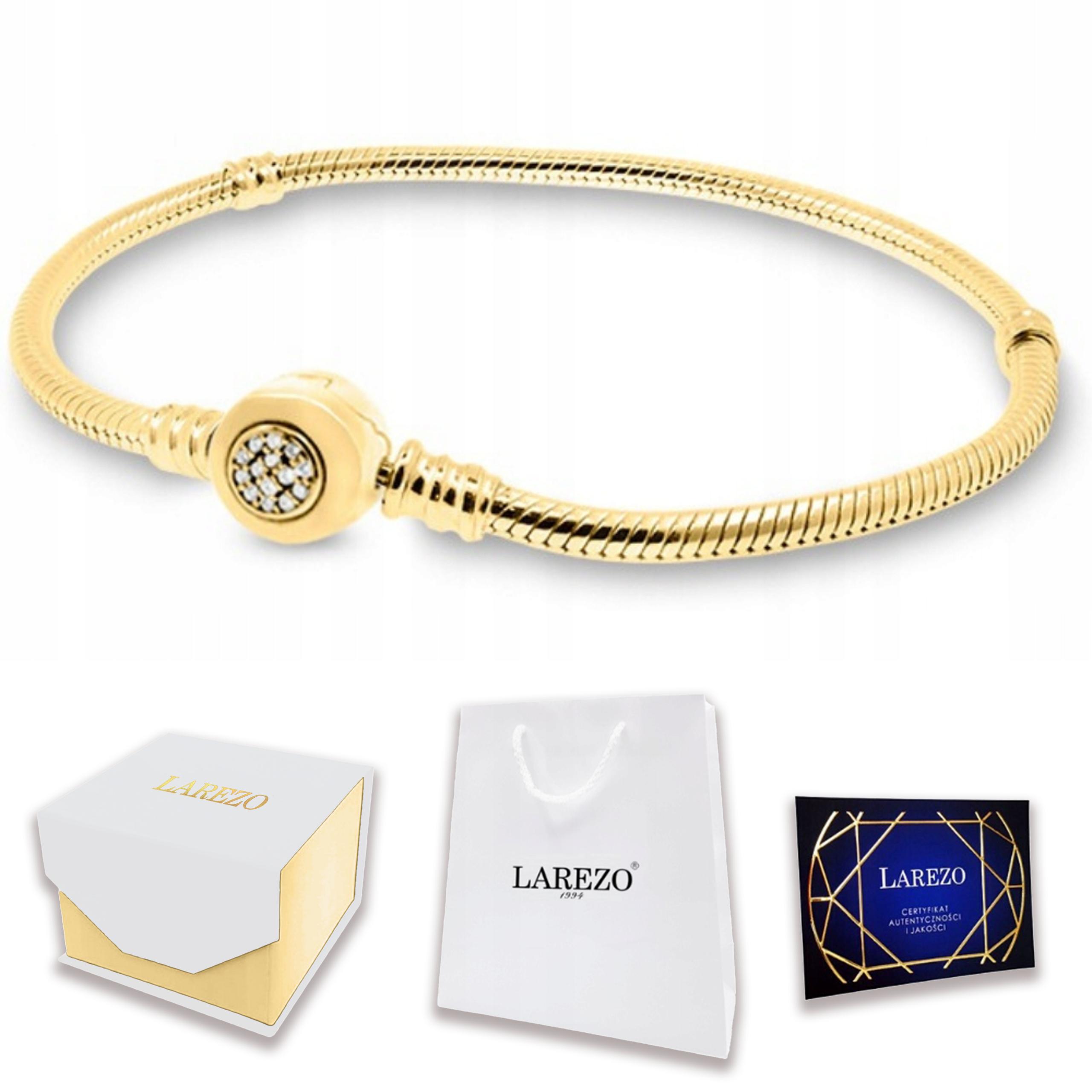 Zlatý náramek 20 cm Modulární Zirkony Charms Přívěsek Stříbro 925