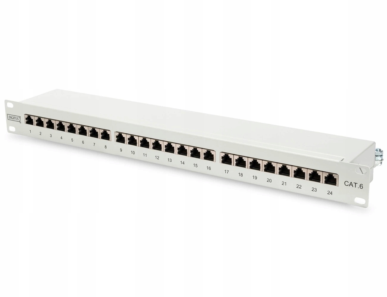 Digitus Patch panel DN-91624S, 19'' 24 portů Cat6, Stp stíněný, 1U, šedý