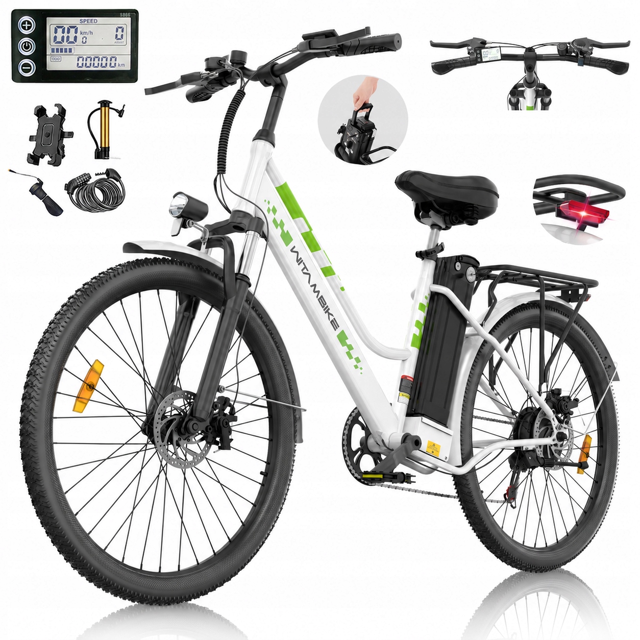 Elektrokolo městské 250W 15Ah 26" E-bike pánské/dámské Shimano 7 rychlostních stupňů