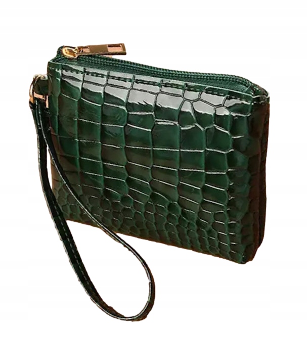 Mini kosmetyczka portfel etui lakierowany zielony