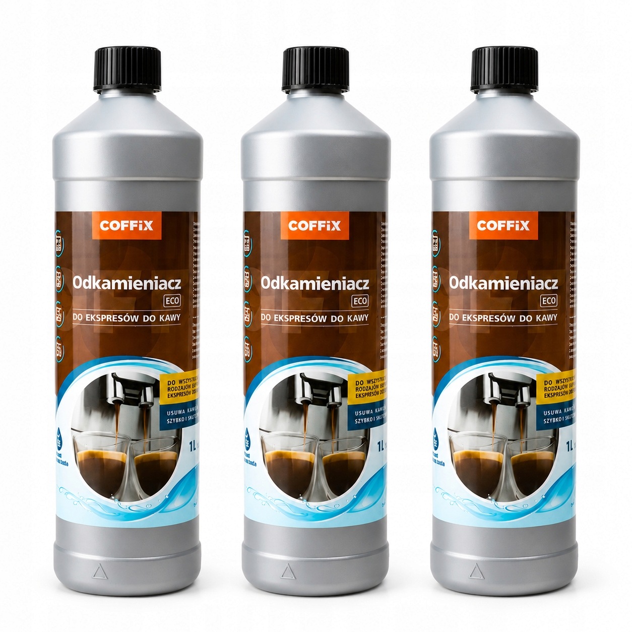 Odvápňovač pro kávovar Coffix Eco 1000 ml Tekutina do konvice Žehlička x3
