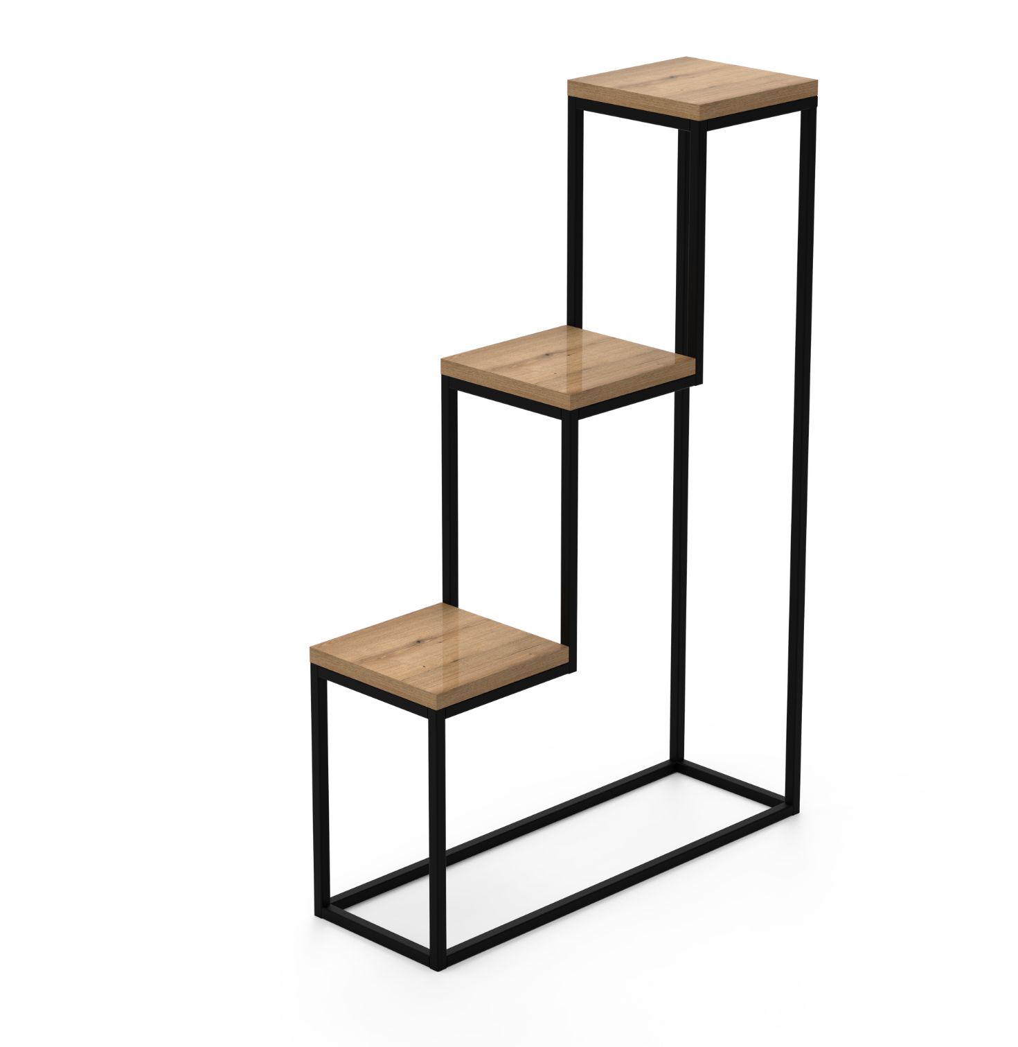 Držiak Na Kvetináč Stojaci Kovový Stojaci Štvorcový Loft Fora 3-policový Industrial