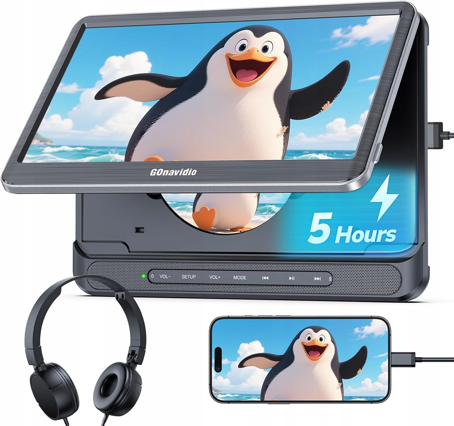 DVD CD Prehrávače Do Auta Gonavidio 2 Obrazovky 12" Slúchadlá