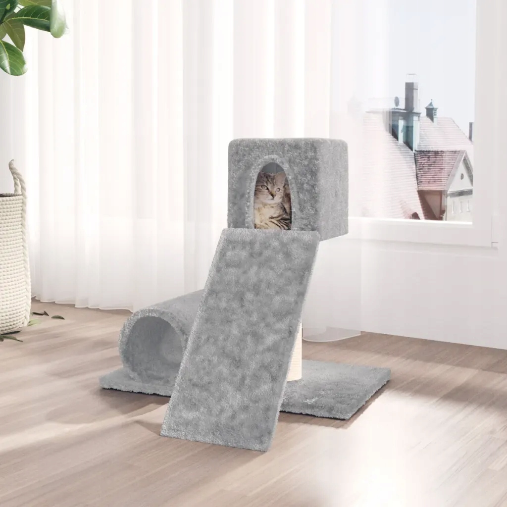 Levně Petrashop Škrabadlo pro kočky se sisalovým sloupkem světle šedé 59 cm Šedá