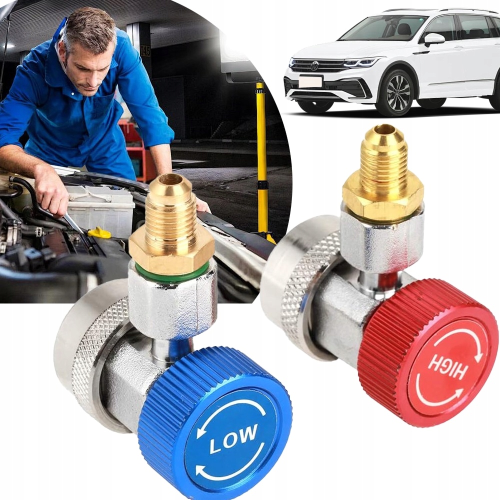 2 X REGULOWANY AC R134A SZYBKI ŁĄCZNIK DO ADAPTER KLIMATYZACJI SAMOCHODOWEJ