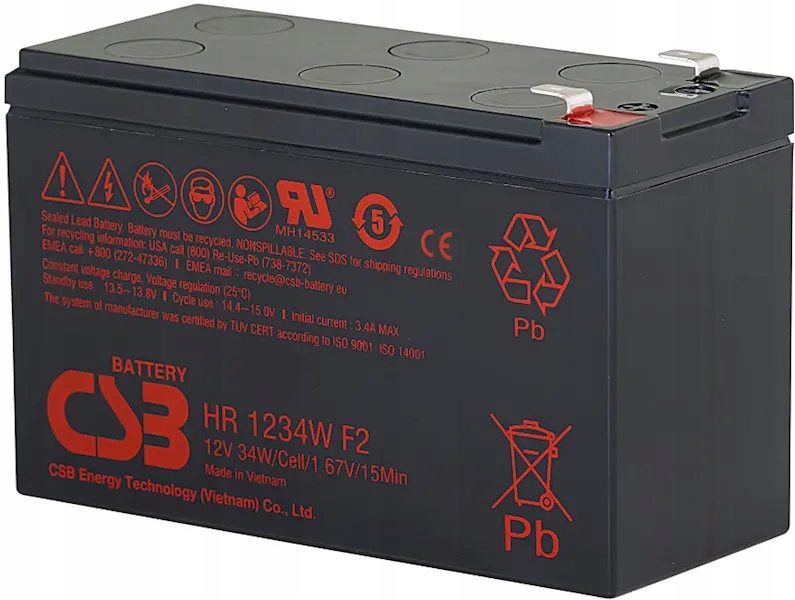 HR1234W F2 Akumulator CSB 12V 9Ah HR1234WF2 TRADELECTRA