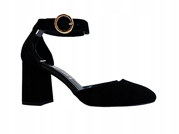 Dámské lodičky se zapínáním na sloupku Sala 37 Černý zapínací sloupek na léto Be