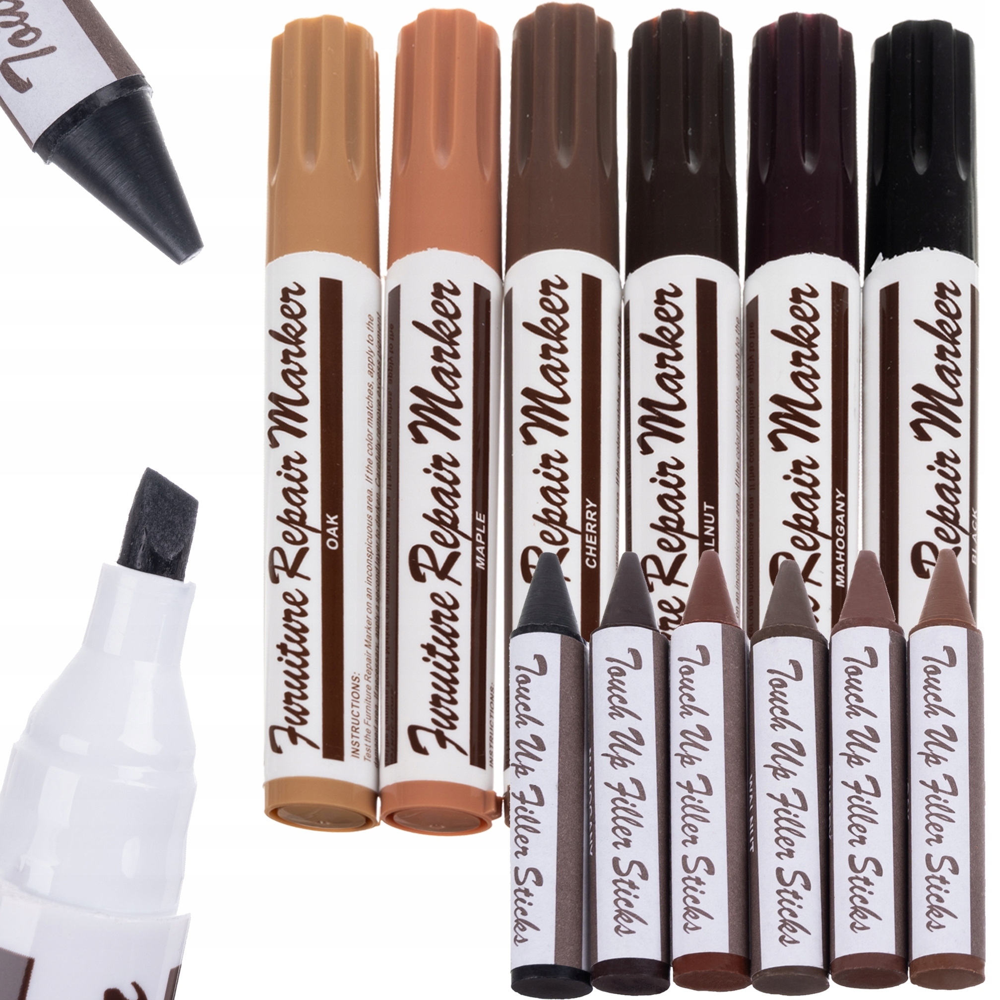 ZESTAW NAPRAWCZY DO RYS NAPRAWY mebli podłogi paneli MARKERY + WOSKI DUŻY