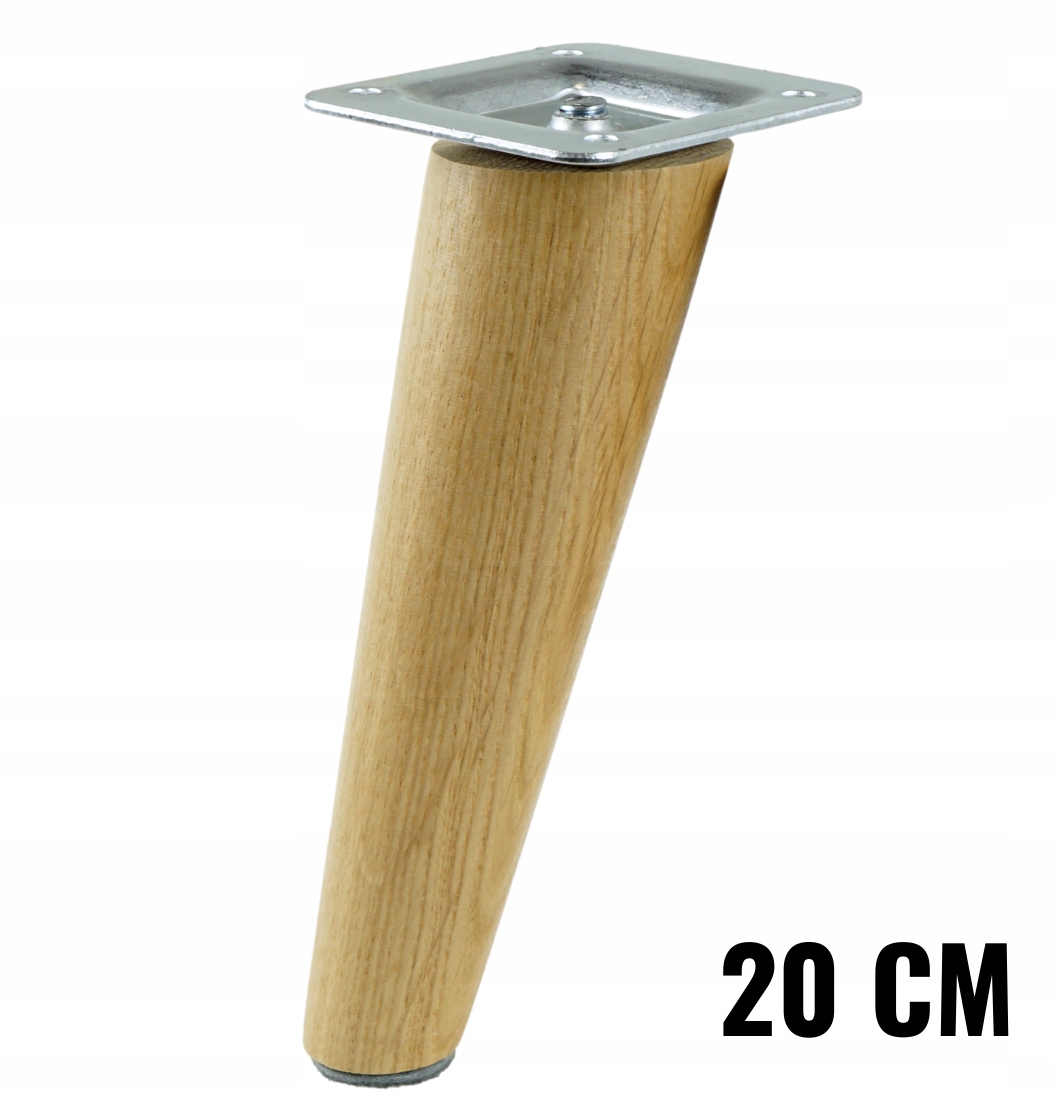 

nóżka dębowa skośna lakier mebla 20 cm z blachą