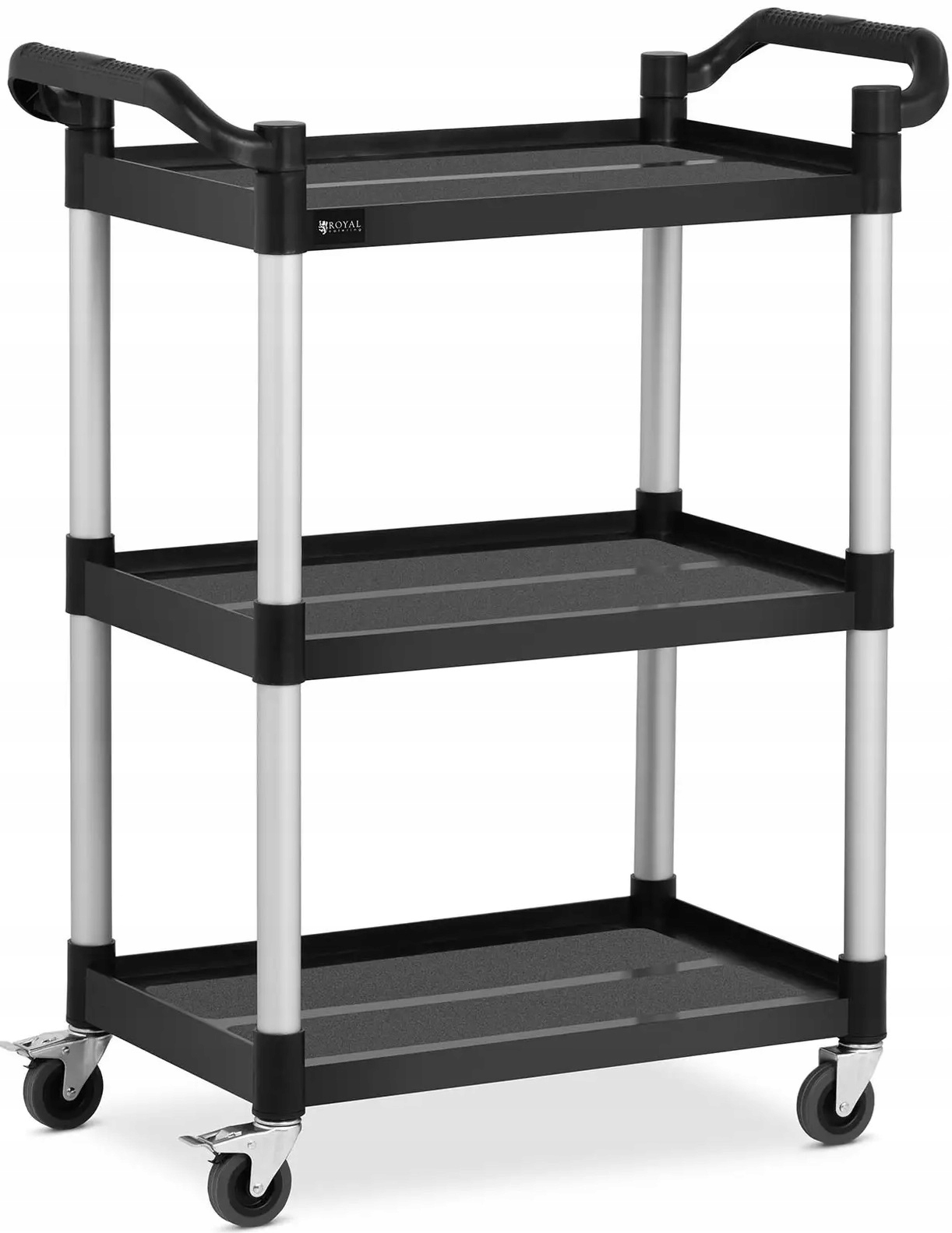 Číšnický vozík 3 police 630x400 mm 90 kg černý Royal Catering RC-PSTB3800