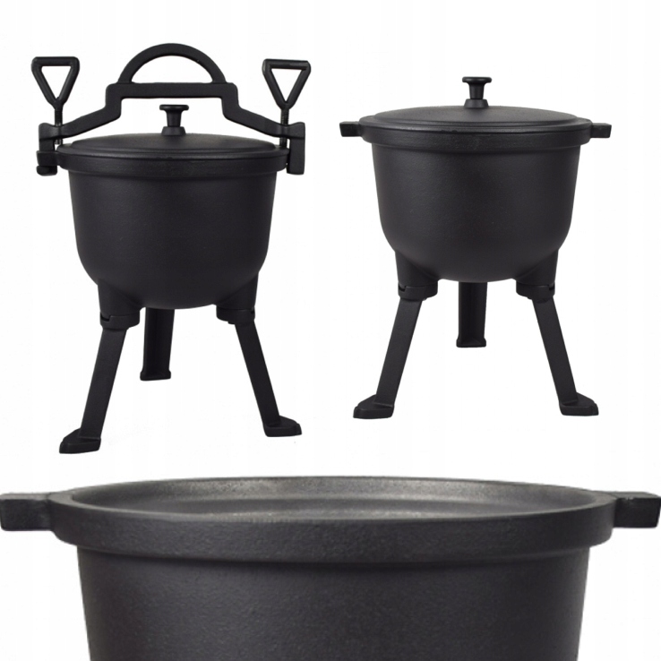 Litinový Lovecký Kotlík 4 L, Hrnec Na Oheň A Venkovní Gril