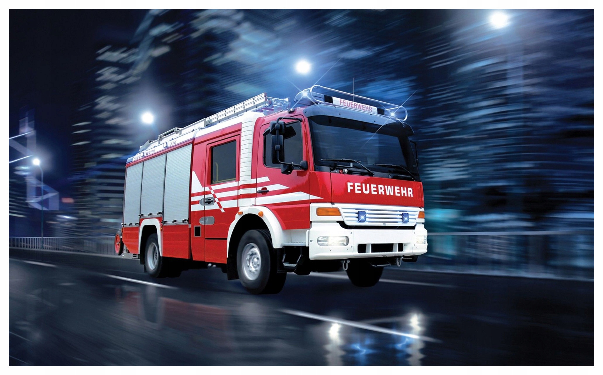 Fototapeta Noční hasičský vůz město vinylová 254x184 lepidlo
