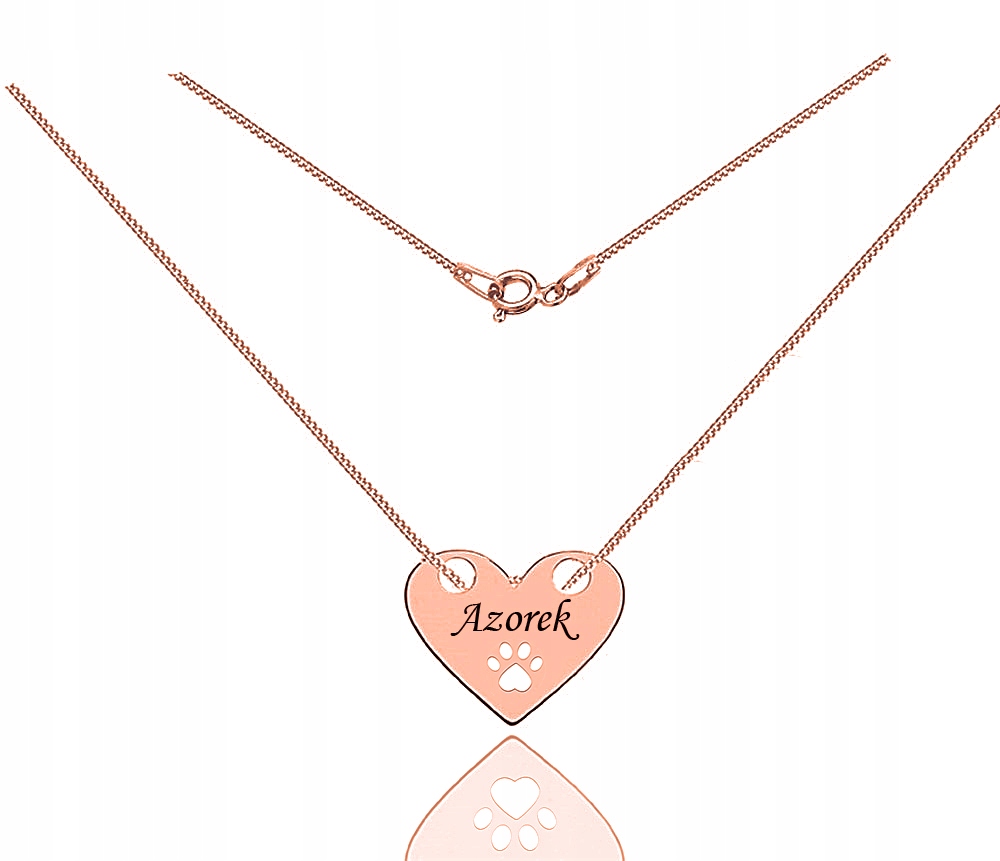 

Naszyjnik Łapa Łapka Psia Kotek Serce Rose Gold