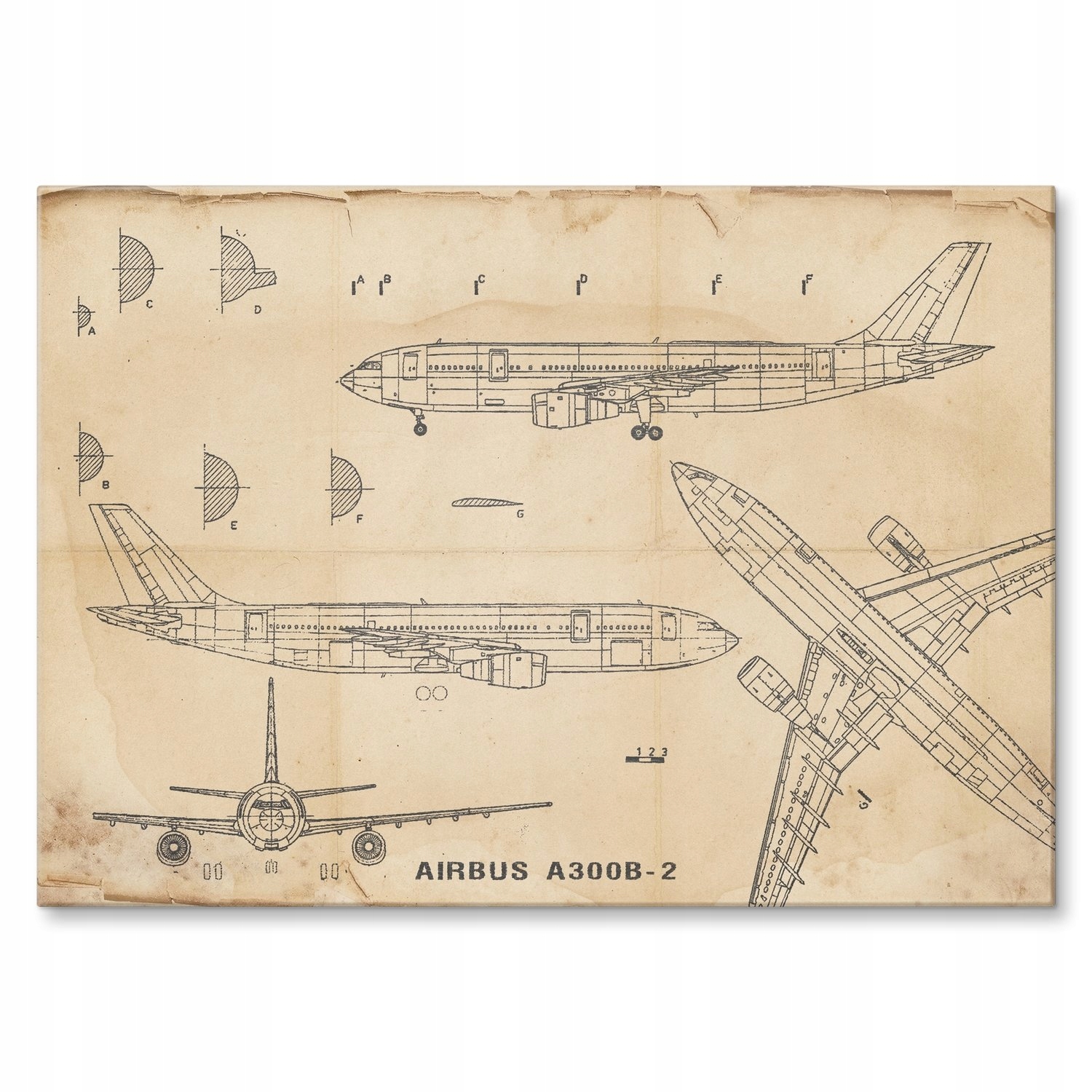 Kovový plakát Letadlo Airbus A300 Šidítko Plech 30 x 42 cm Dárek