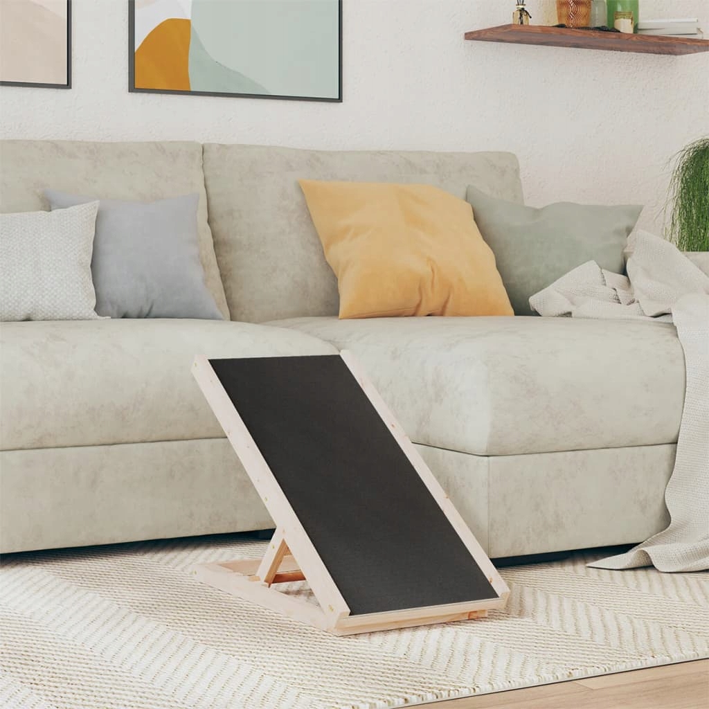 Fionshop 262916647 Rampa pro psy šedá 70 x 35 cm masivní jedlové dřevo