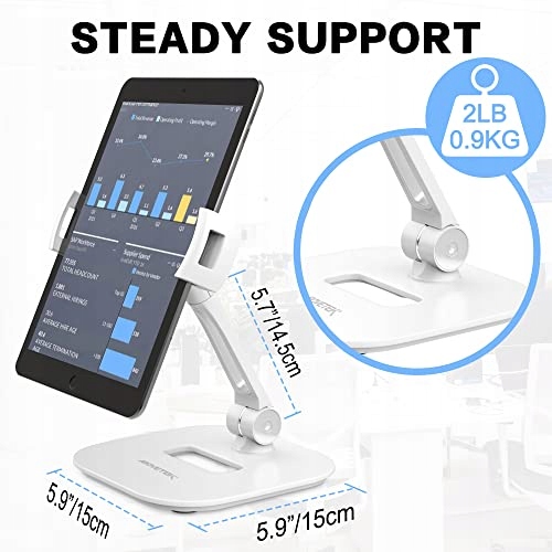 ABOVETEK Stojak Na Tablet iPad iPhone 4-11 Cal Biały 360 Stopni Obrotowy — miniatura 3