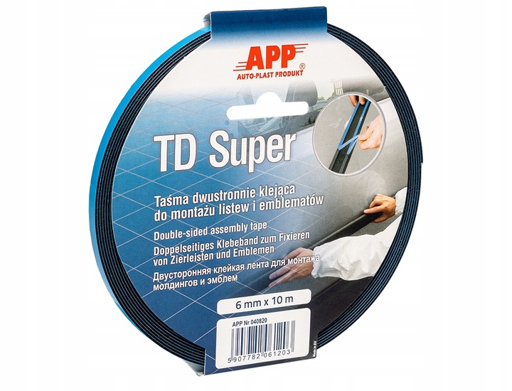 APP TD SUPER TAŚMA DWUSTRONNA PIANKOWA DO LISTEW I EMBLEMATÓW 6mm x 10m