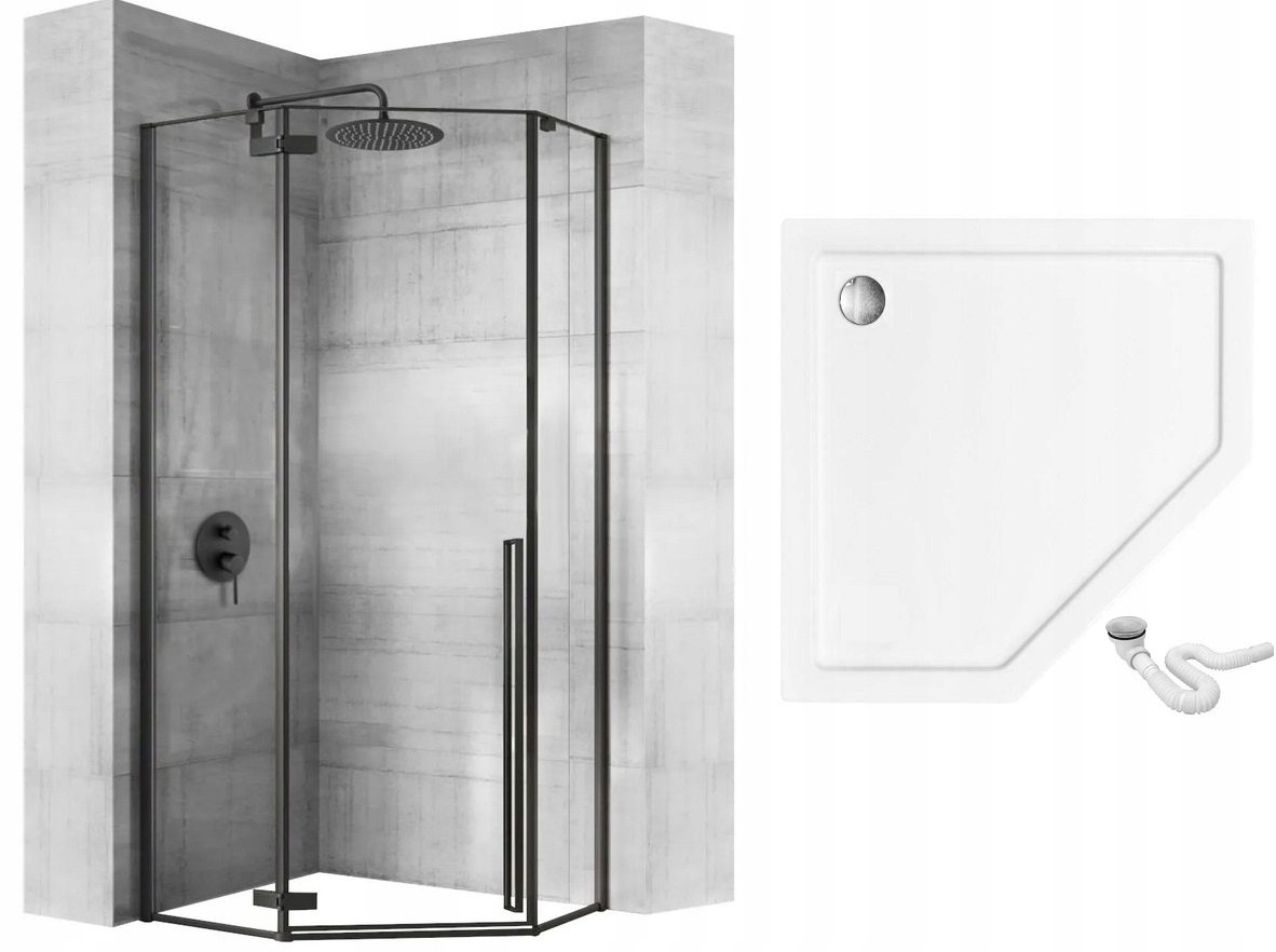Kabina Diamond 80x80 czarna prysznicowa brodzik
