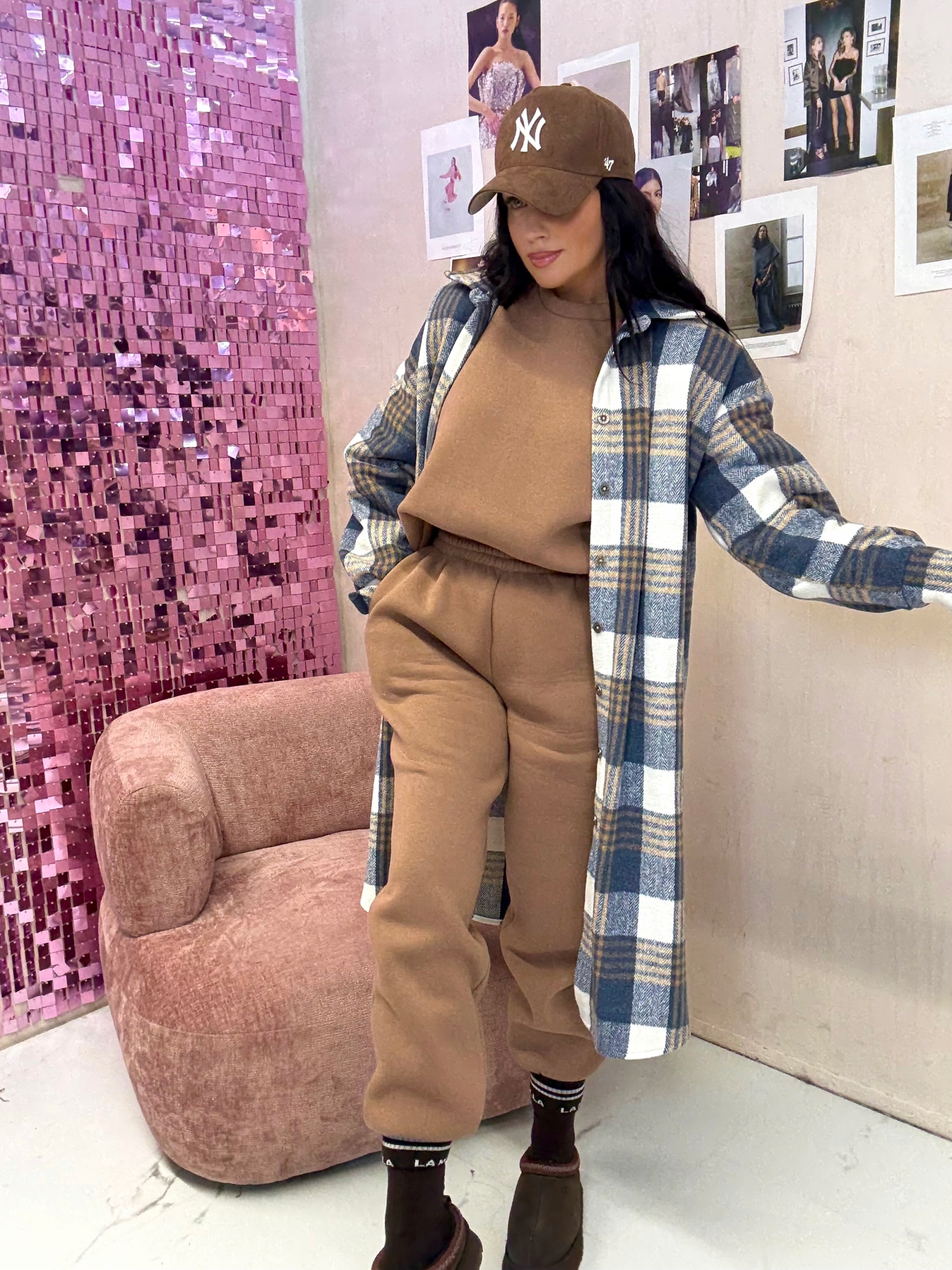 La Milla Dlouhá Kostkovaná Košile Modrá/béžová Univerzální