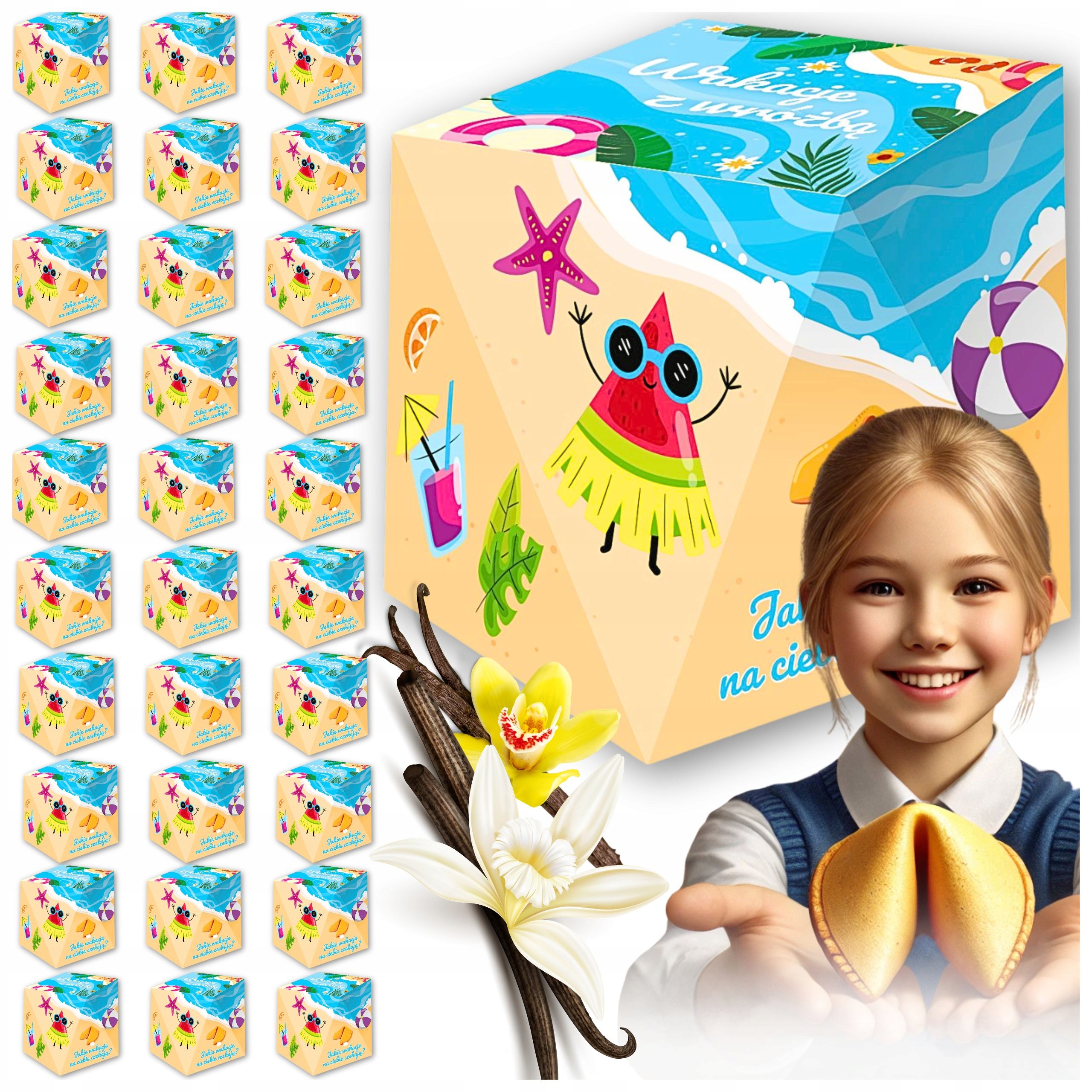 Ciasteczko z Wróżbą Uczniów Dzieci Wakacyjne Szkolne Dzień Dziecka x30