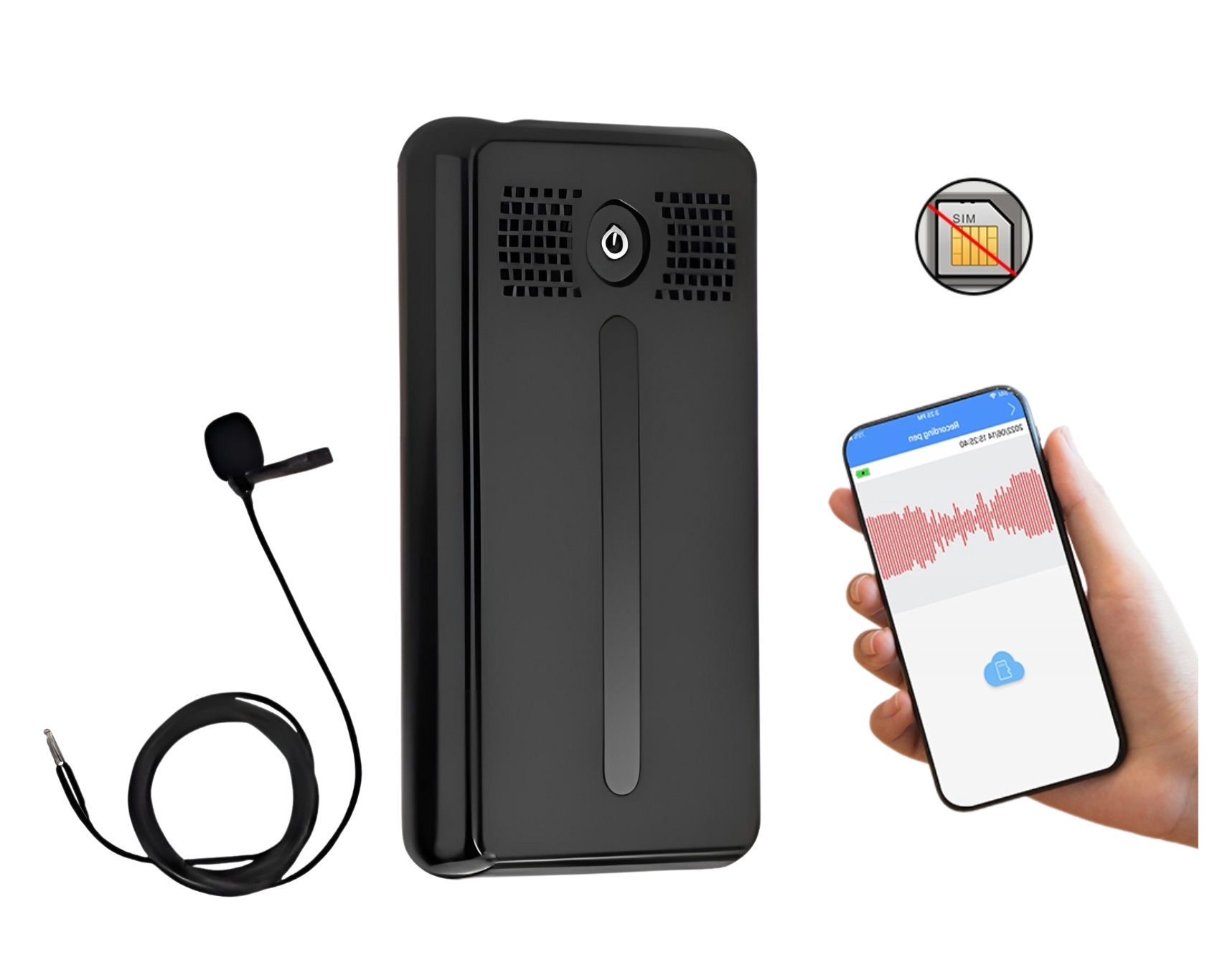 Vzdálený Živý Odposlech Wifi Diktafon Detekce Hlasu Záznam Na Kartu 40 Dní