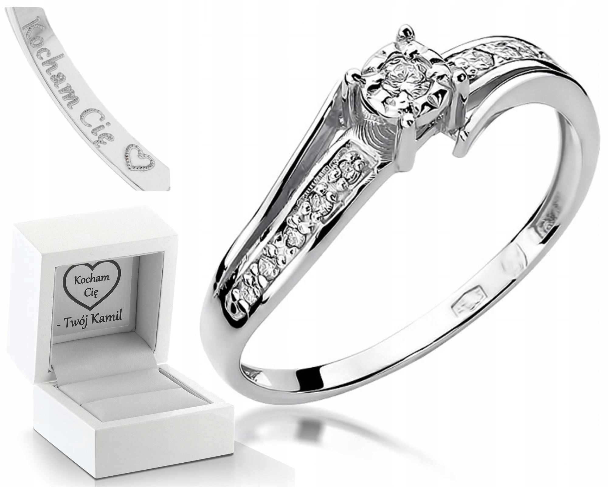 Prstýnek Brilianty Bílé Zlato 585 Gravírování Bonus Zlato