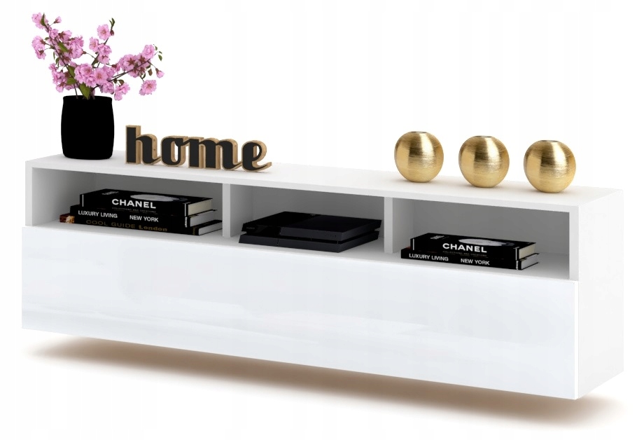 Závěsná Rtv skříňka Komoda Play Bílý Lesk 160