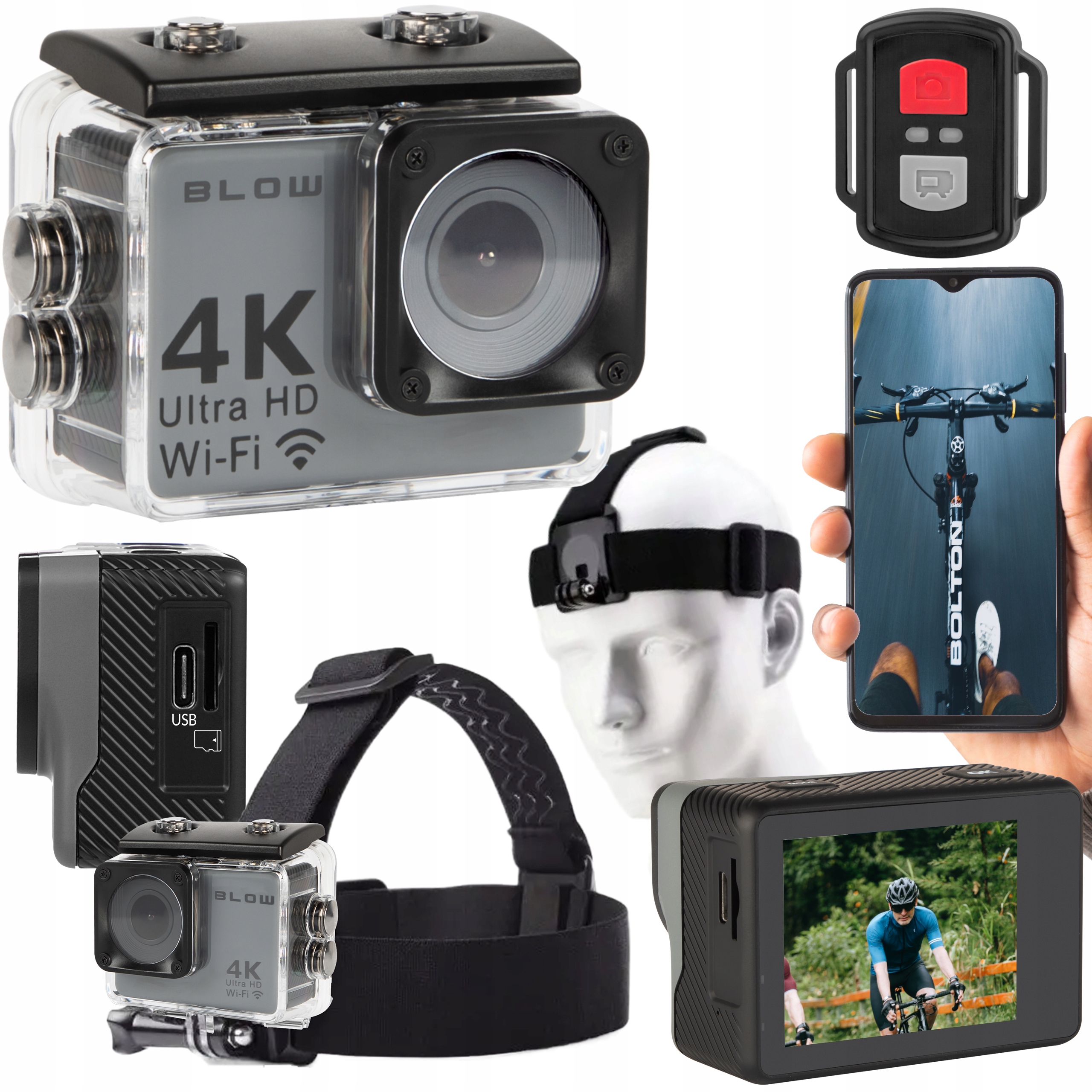 Sportovní Kamera Go Pro 4U 4K Wifi Usb Voděodolná Příslušenství Páska Set