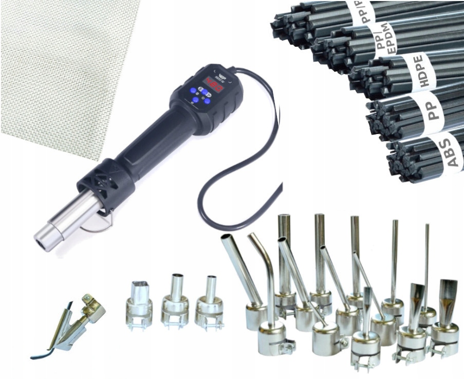 SPAWARKA DO PLASTIKU WEP 8858-IV +ZESTAW 17 DYSZ, BUT, PLASTIK, SIATKA