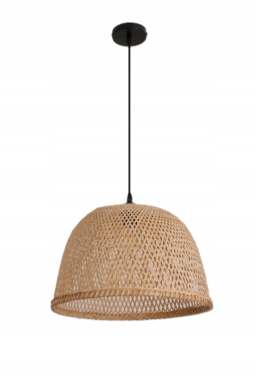 Závěsná lampa Boho s bambusovým stínidlem 41 cm, černá, přírodní, převis 1xE27
