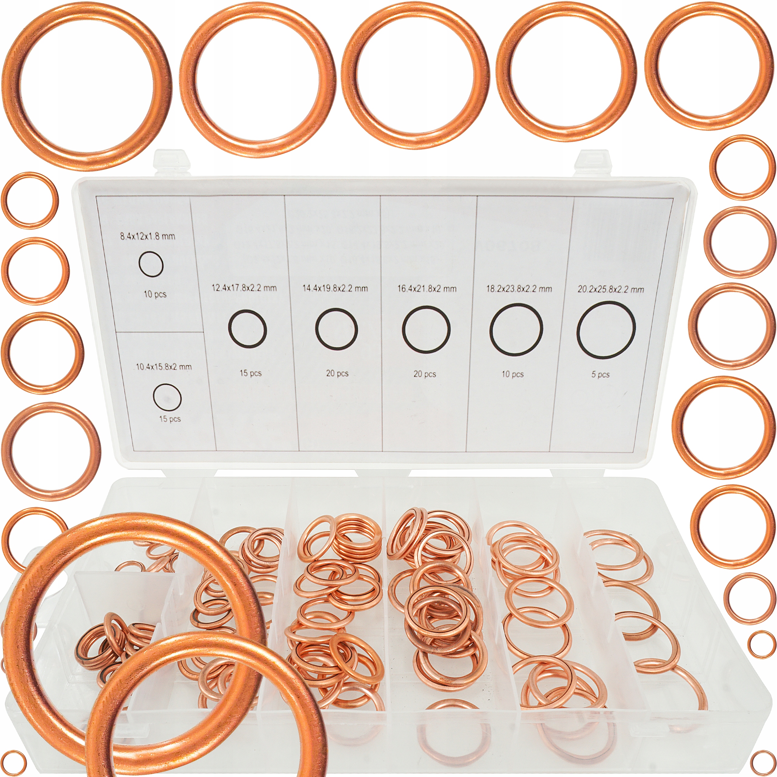 PODKŁADKI MIEDZIANE DMUCHANE ZESTAW PODKŁADEK MIEDZIANYCH MIX MIEDŹ 95 EL