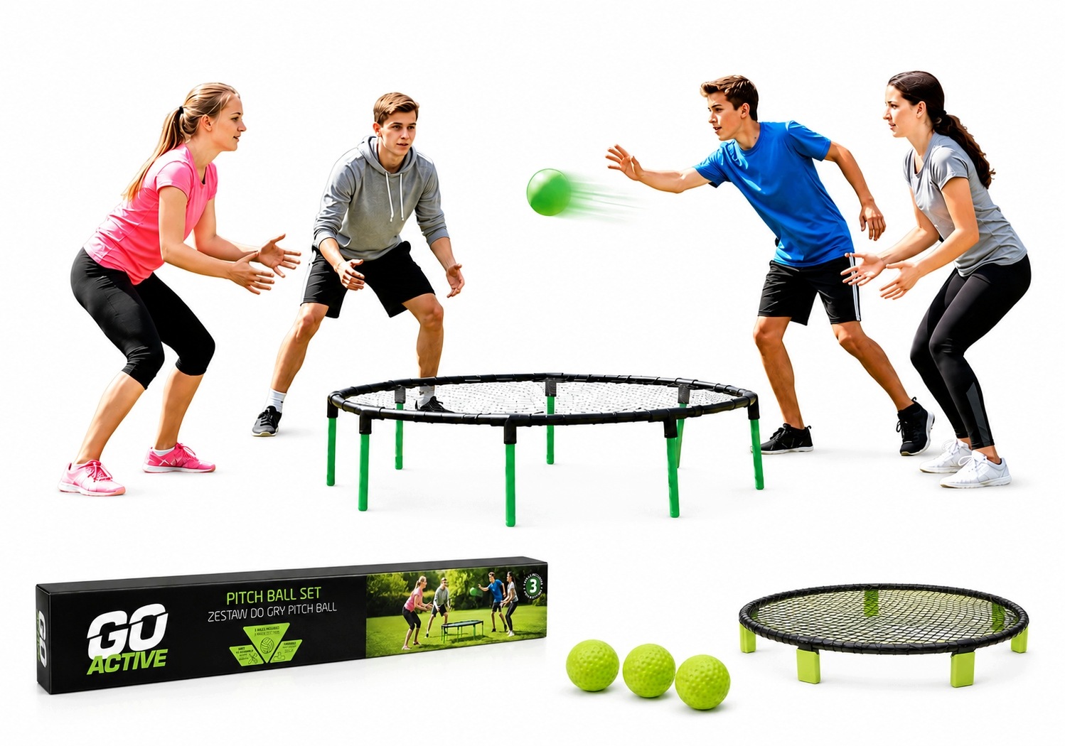 Go Active Pitch Ball Set zestaw do gry 91x91 cm 3 piłki pompka torba
