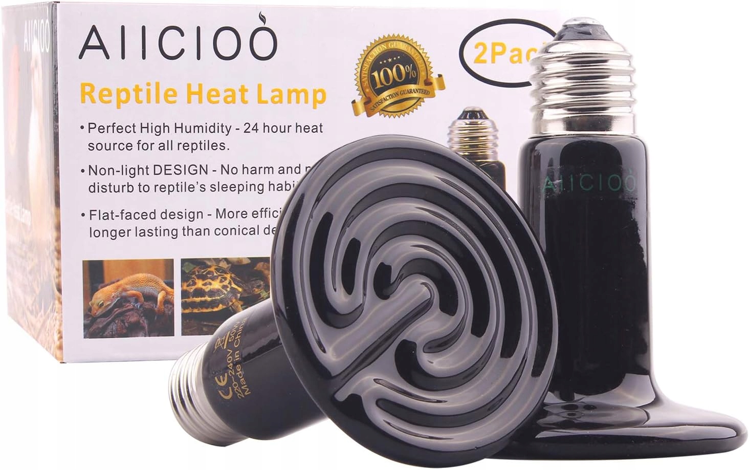 Topná Lampa Aiicioo do terária pro plazy Žárovka E27 150W 2 ks