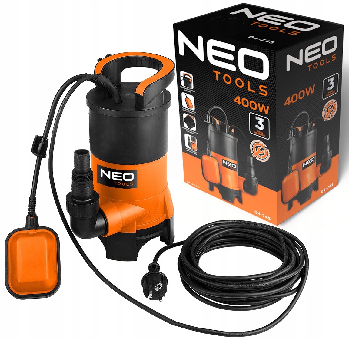 Ponorné čerpadlo na špinavou vodu 400 W 8000 l/h Neo