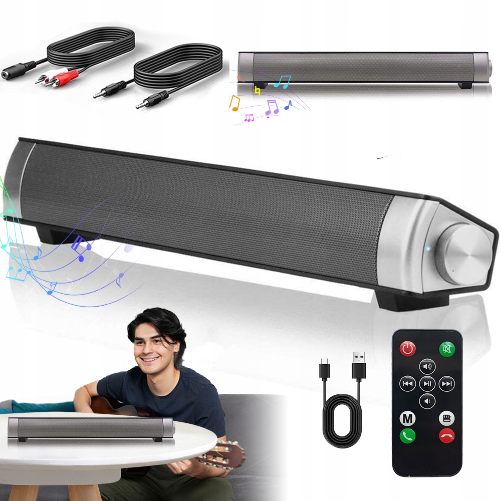 Reproduktor Soundbar Bluetooth 5.0 Tenký Aux Rca Dálkové Ovládání Do Domu Koupelny Kuchyně