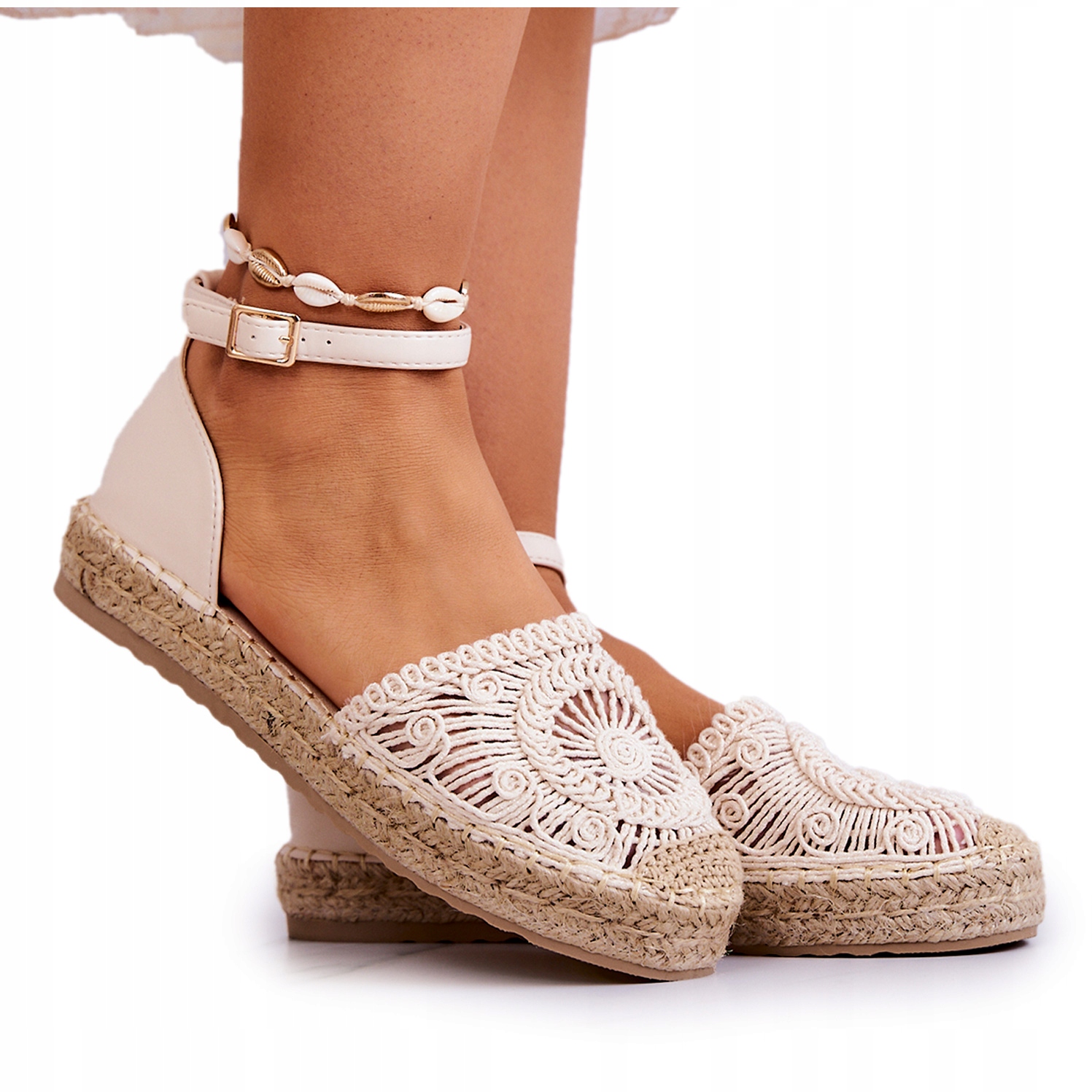 

Damskie Espadryle Na Platformie Beżowe 37