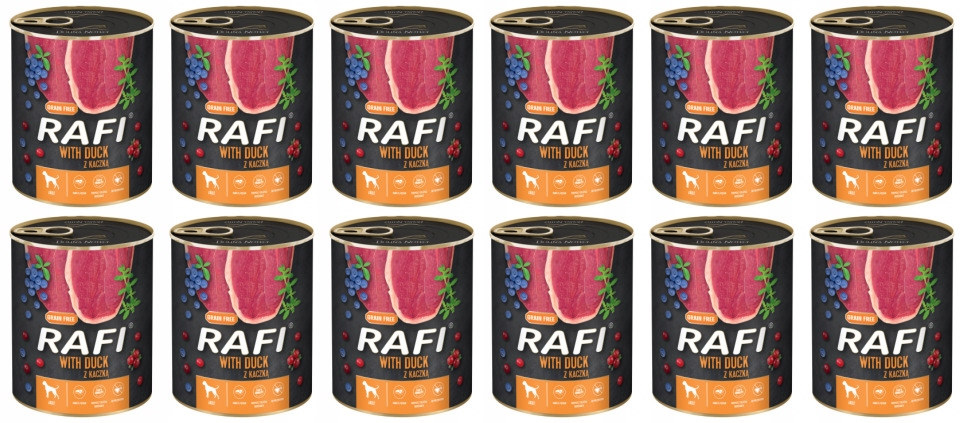 Levně Krmivo Mokré Pro Psa S Kachnou 800 G Rafi X12 Ks