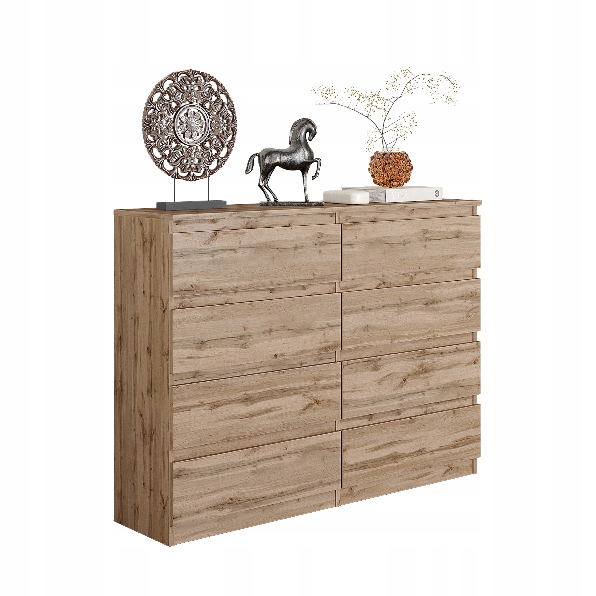Komoda 120 CM Dub Wotan 8 Zásuviek, Obývacia Izba, Spálňa