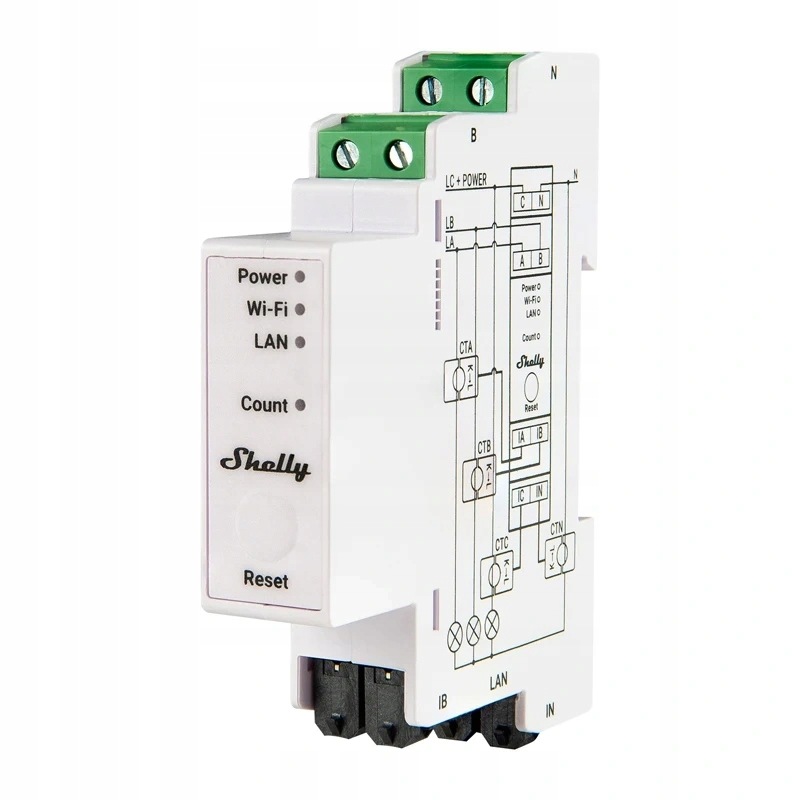 3fázový měřič spotřeby elektrické energie Shelly Pro 3EM 120A WiFi
