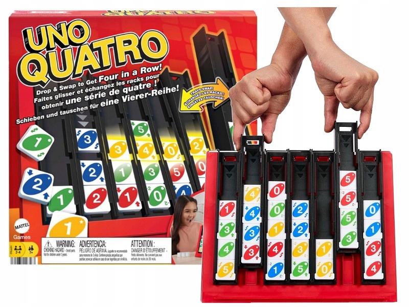 GRA KARTY UNO QUATRO oryginalne kultowe karty Uno, gra dla całej rodziny