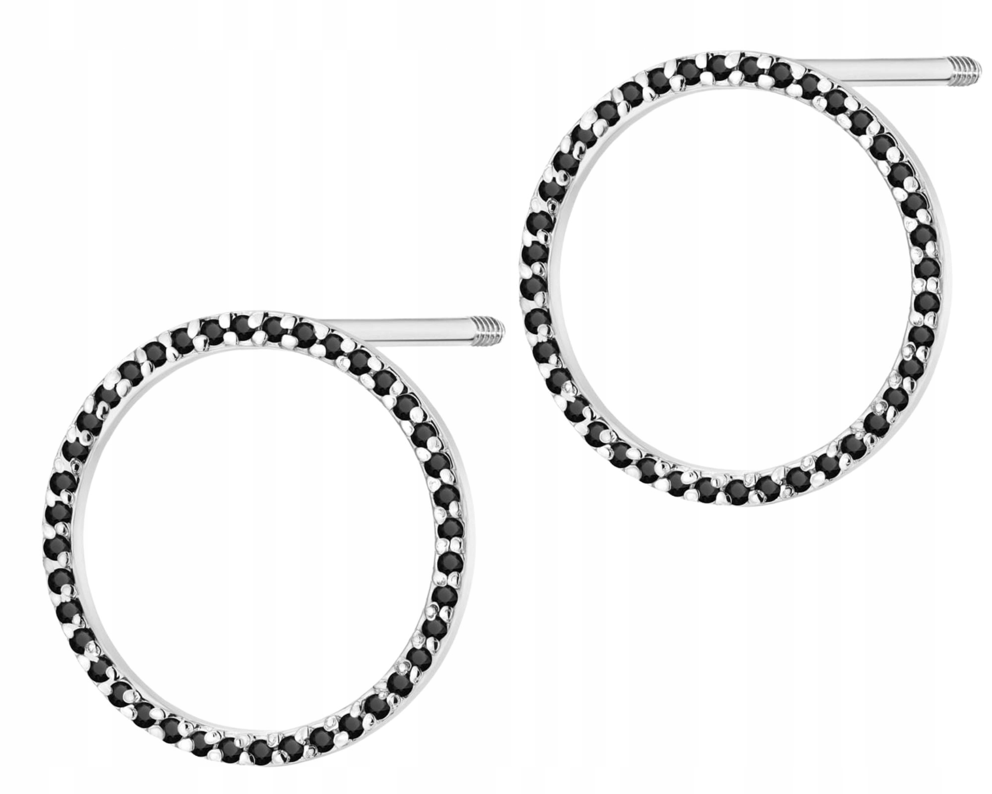 Náušnice Bílé Zlato S Černými Brilianty Šroubovací Tyčinka 585 Dárek