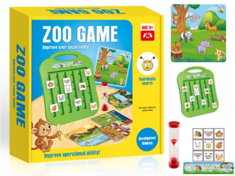 

Zręcznośiowa Gra Edukacyjna Zoo Karty Plansza 3+