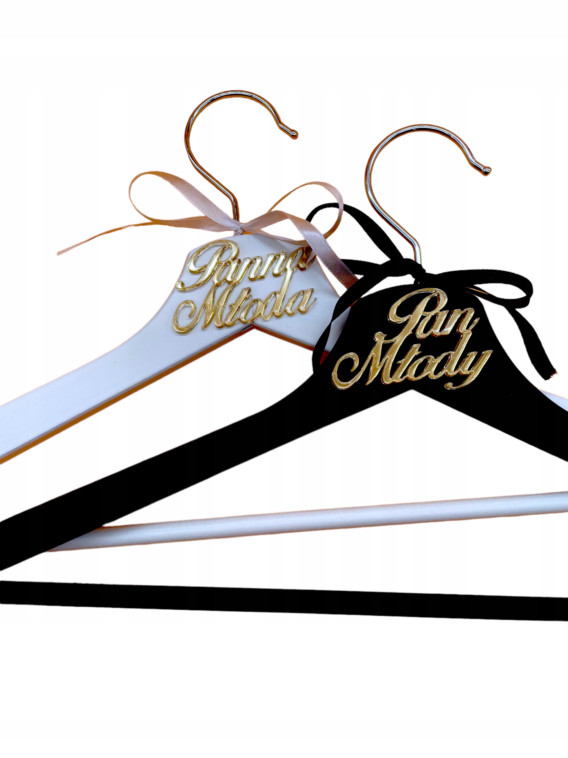 

Wieszaki Ślubne Panna Młoda Pan Młody Złoty Napis