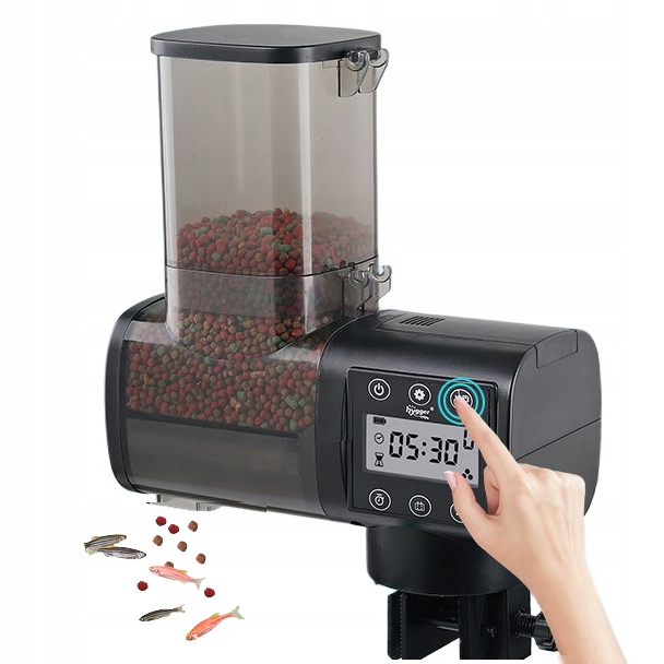 Levně Automatické krmítko pro ryby 500ML Automatické krmítko do akvária nebo jezírka Černé