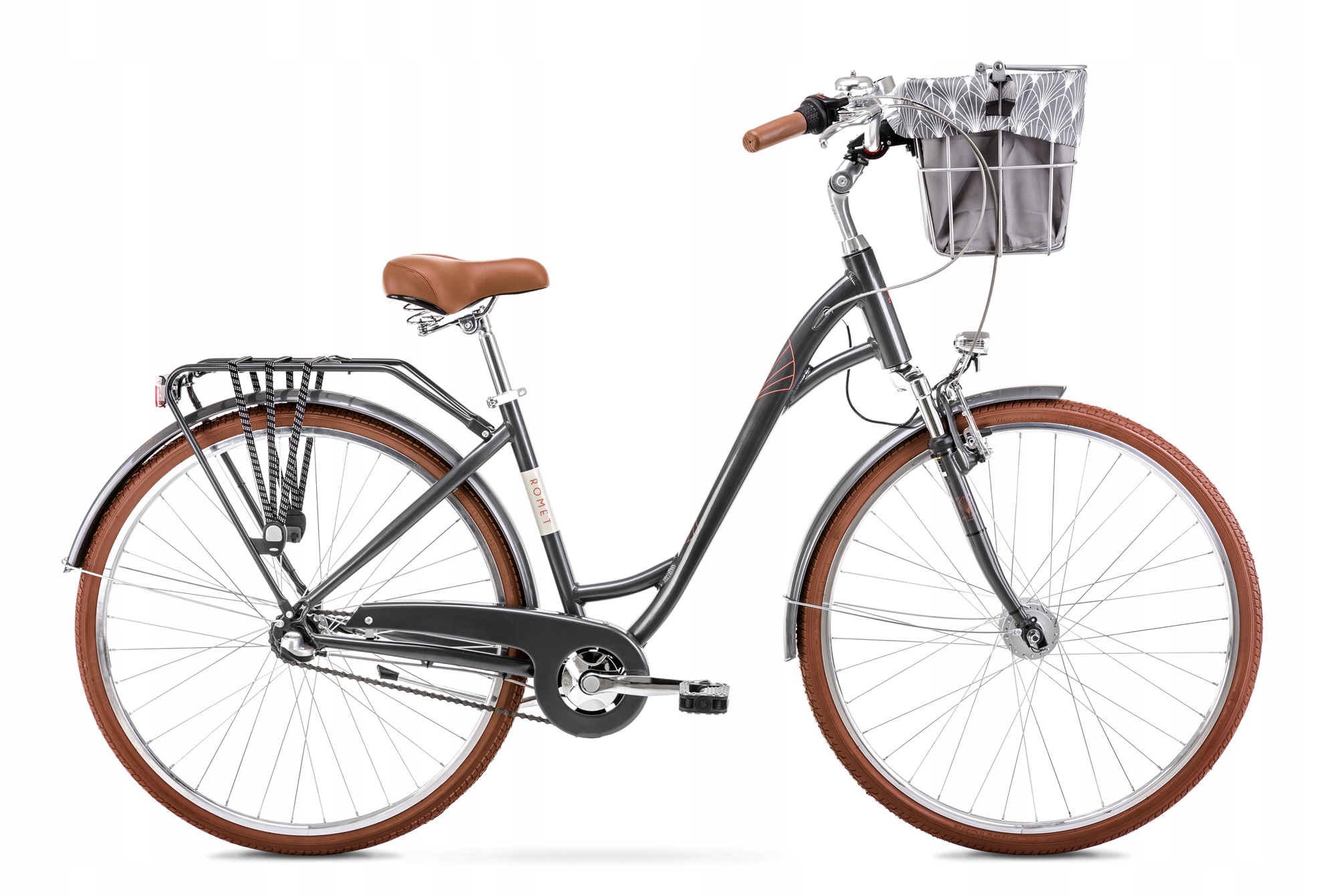 Rower miejski Romet Art Deco Classic 28 3S L(20") szary połysk koszyk