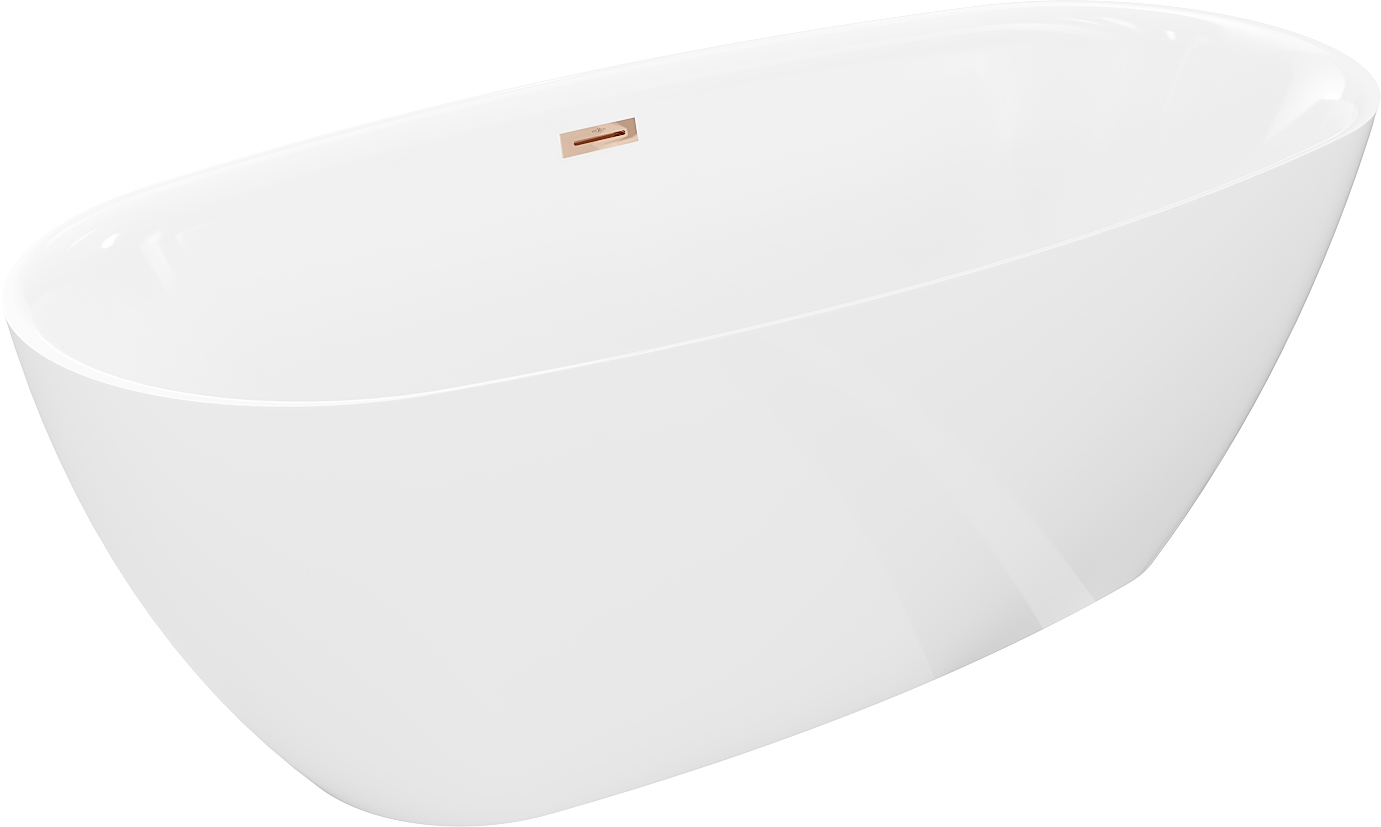 Mexen Luvo Slim volně stojící vana 170 x 75 cm, bílá, přepad růžové zlato