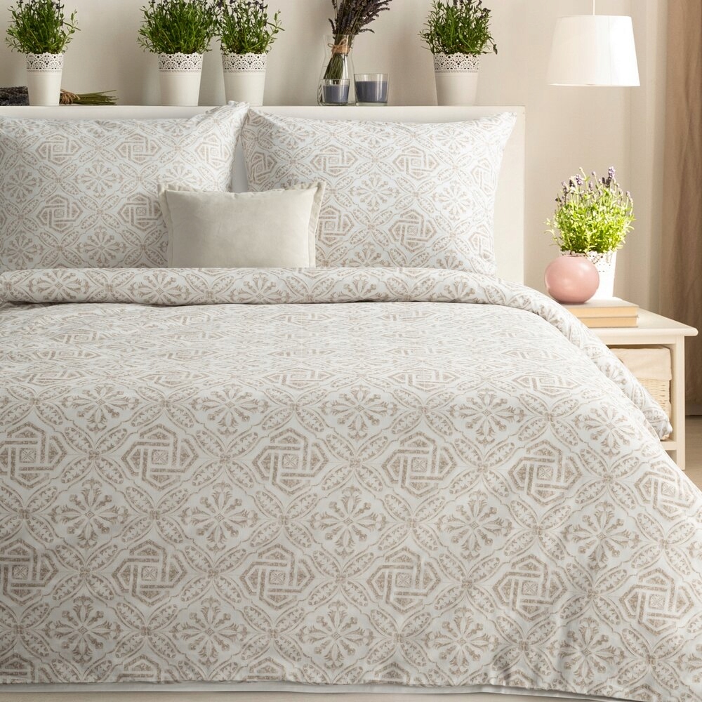 Povlečení Spring 160x200 Eurofirany tmavě béžová, bílá, geometrická barva
